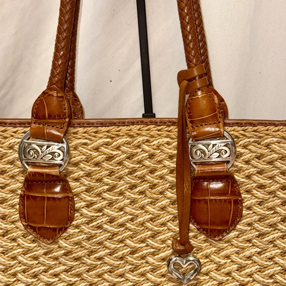 Brighton Natural Straw Tote with Brown Leather Handles - Picture 2 of 8